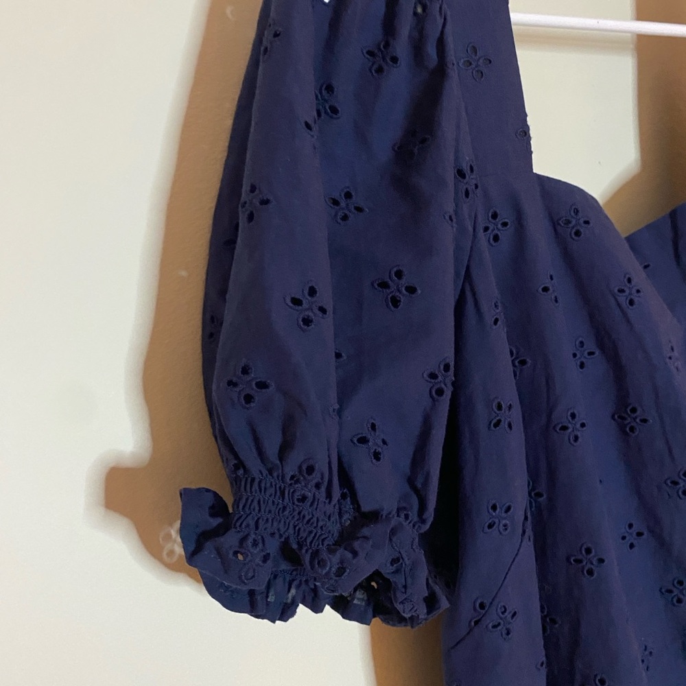 Draper James Navy Eyelet Mini Dress - Picture 2 of 8